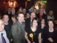 John Leech MP and new Councillor Lianne Williams celebrate